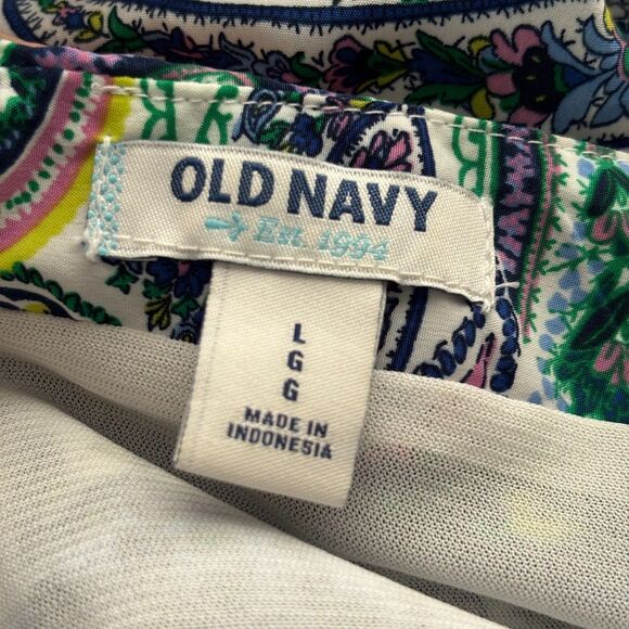 Old Navy Dress Paisley Shift Business Casual Church Preppy Blues Large B313 - Picture 6 of 9